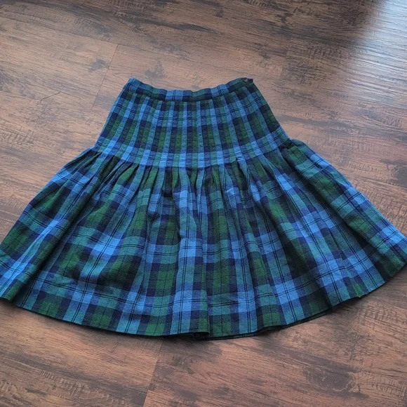 Vintage ALJEAN Canada 100% Wool Plaid Pleated Skirt Fits Size XXS - Picture 10 of 14